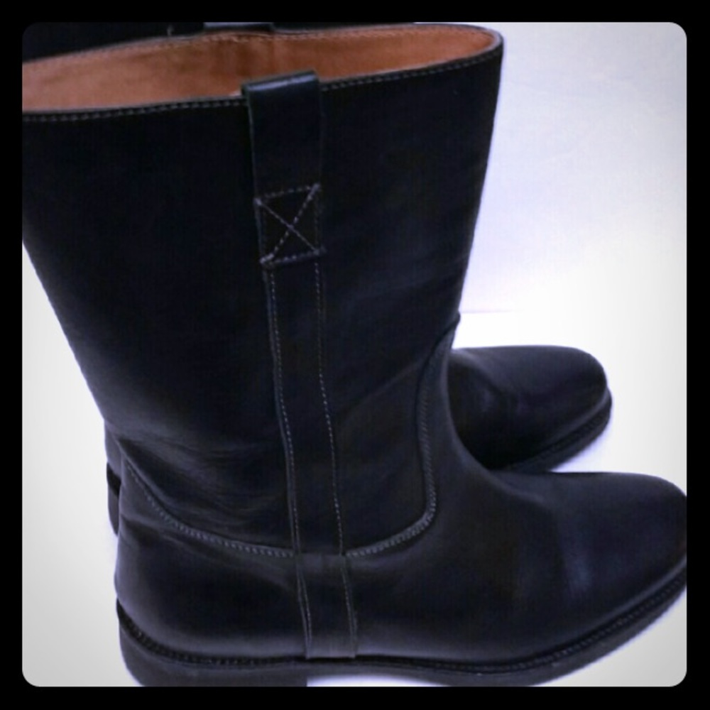 J crew leather pull up black comfy boots